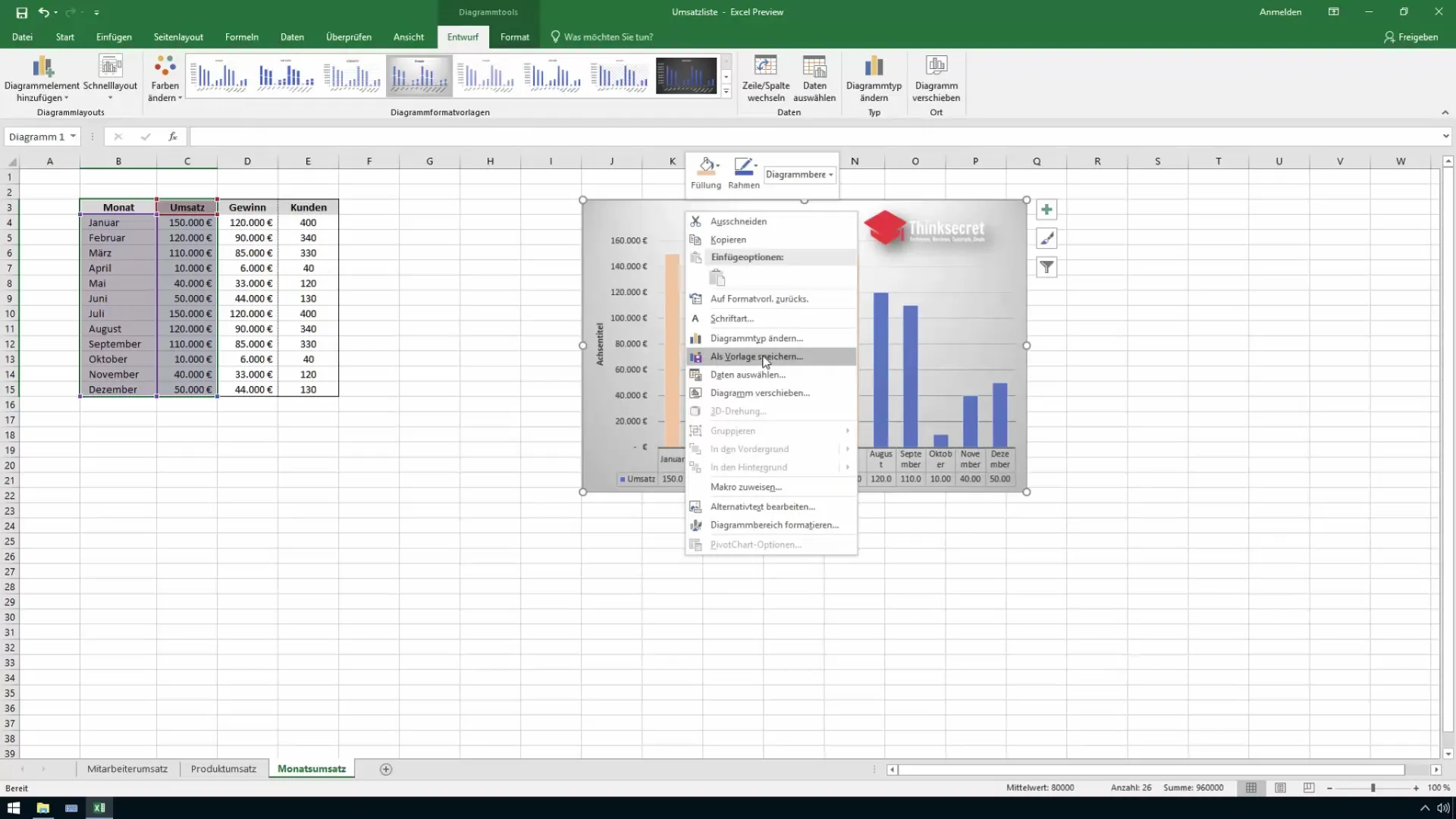 Modelli di grafici riutilizzabili ed efficaci in Excel