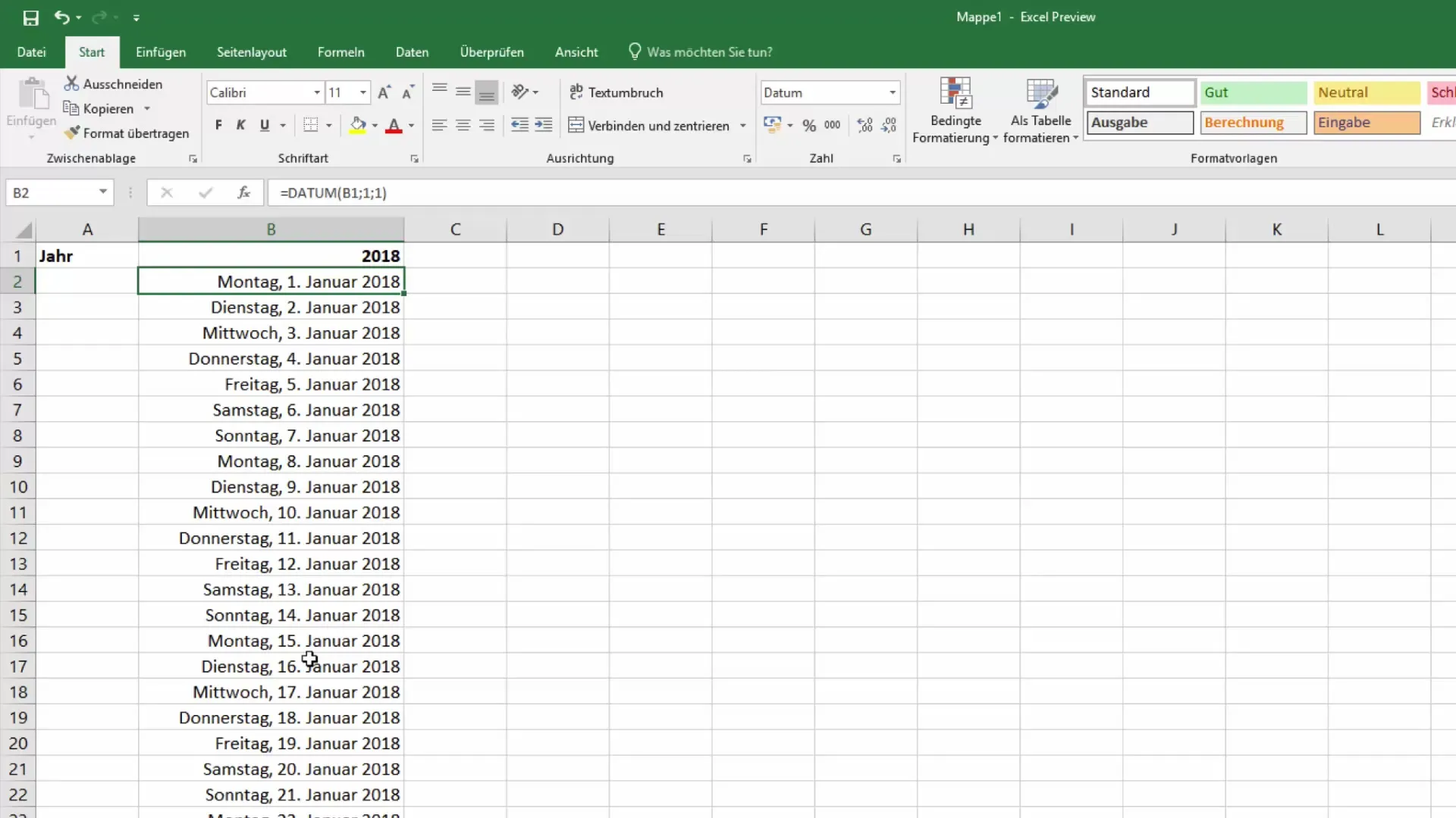 Calendar anual în Excel - Flexibil și ușor de creat
