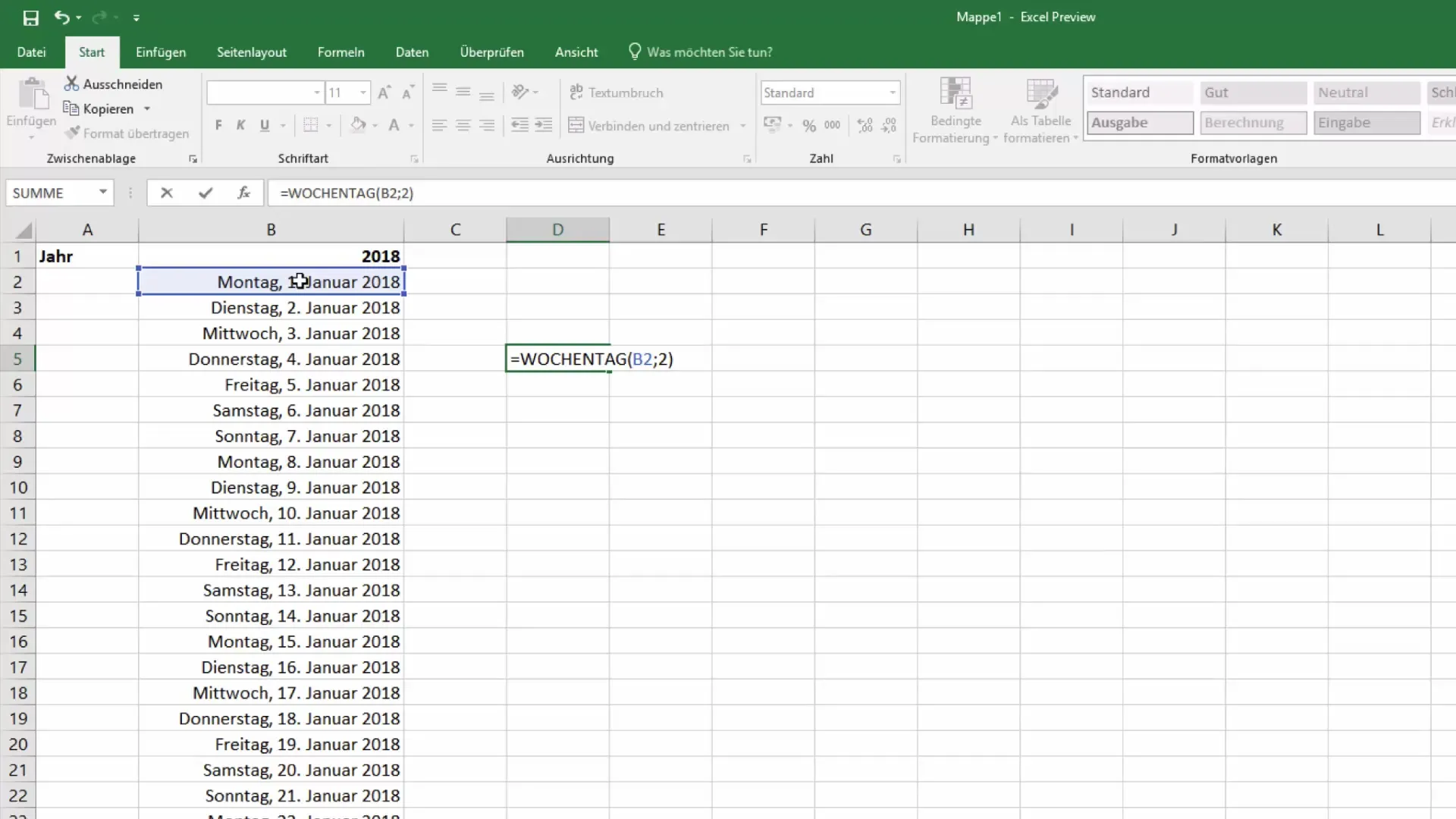 Calendar Excel: evidențiați cu succes sâmbetele și duminicile
