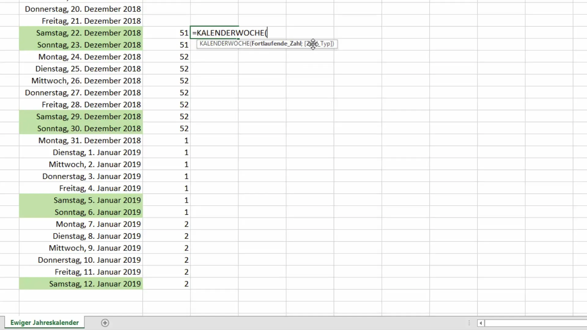 Cómo calcular la semana del calendario en Excel