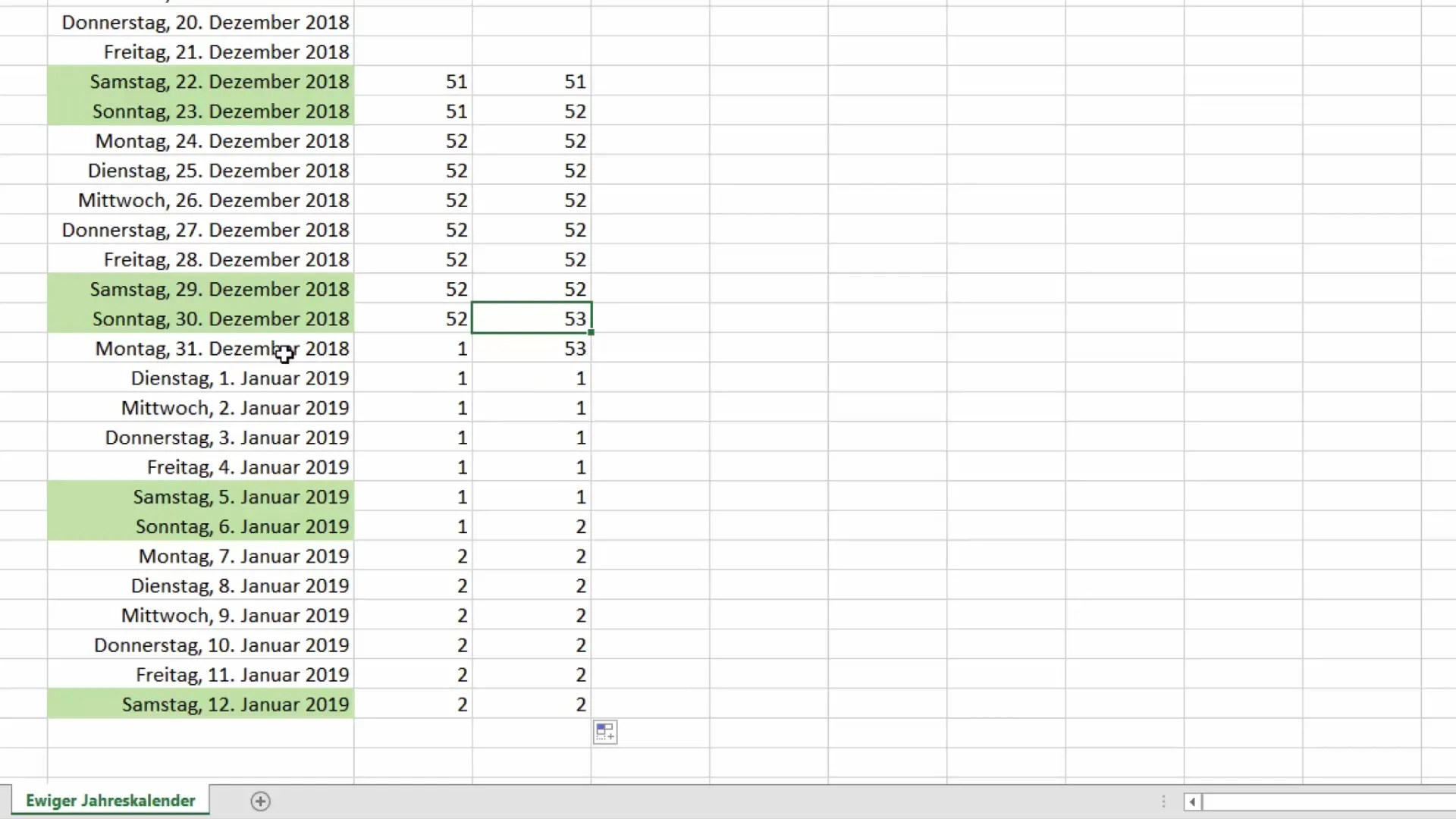 Cómo calcular la semana del calendario en Excel