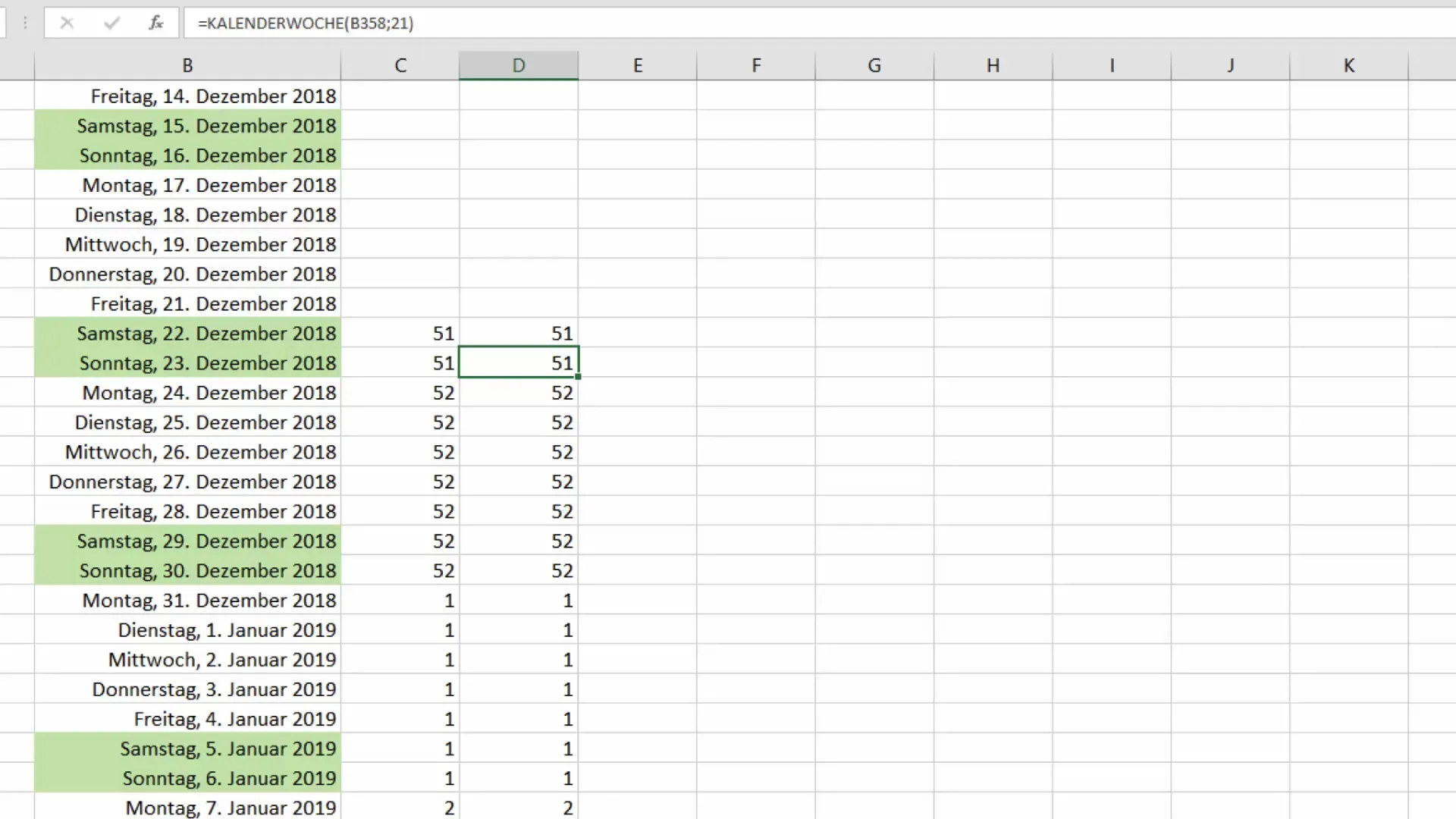 Cómo calcular la semana del calendario en Excel
