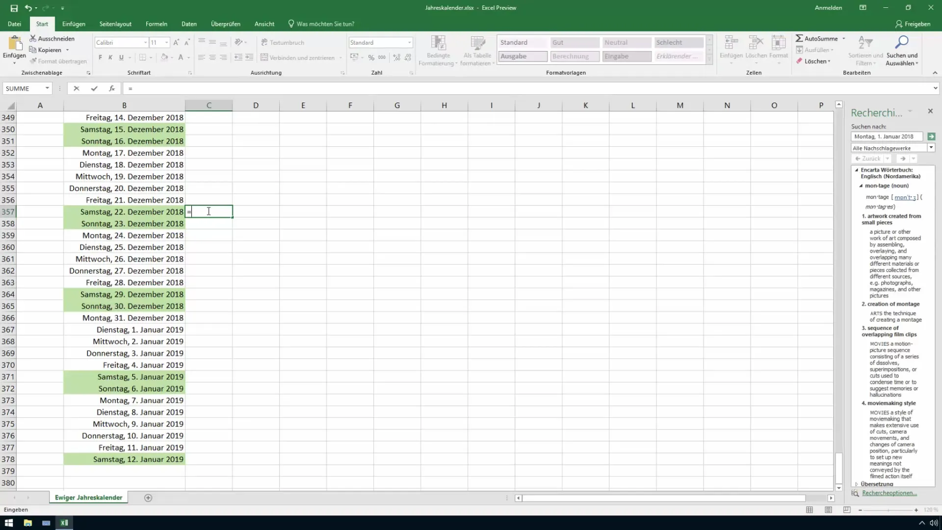Cómo calcular la semana del año en Excel