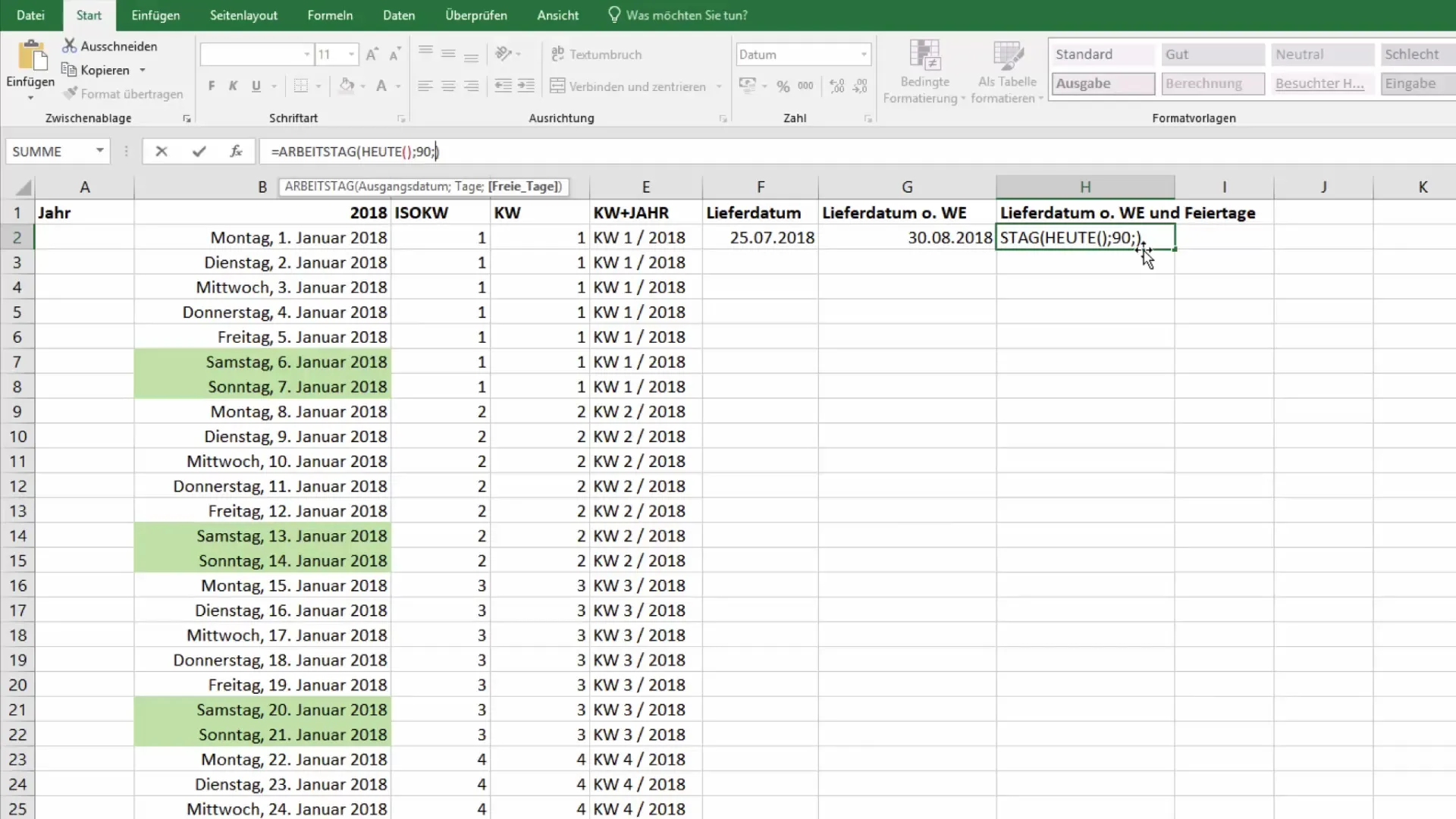 Excel-Kalenderfunktion: Zukünftiges Datum effektiv berechnen