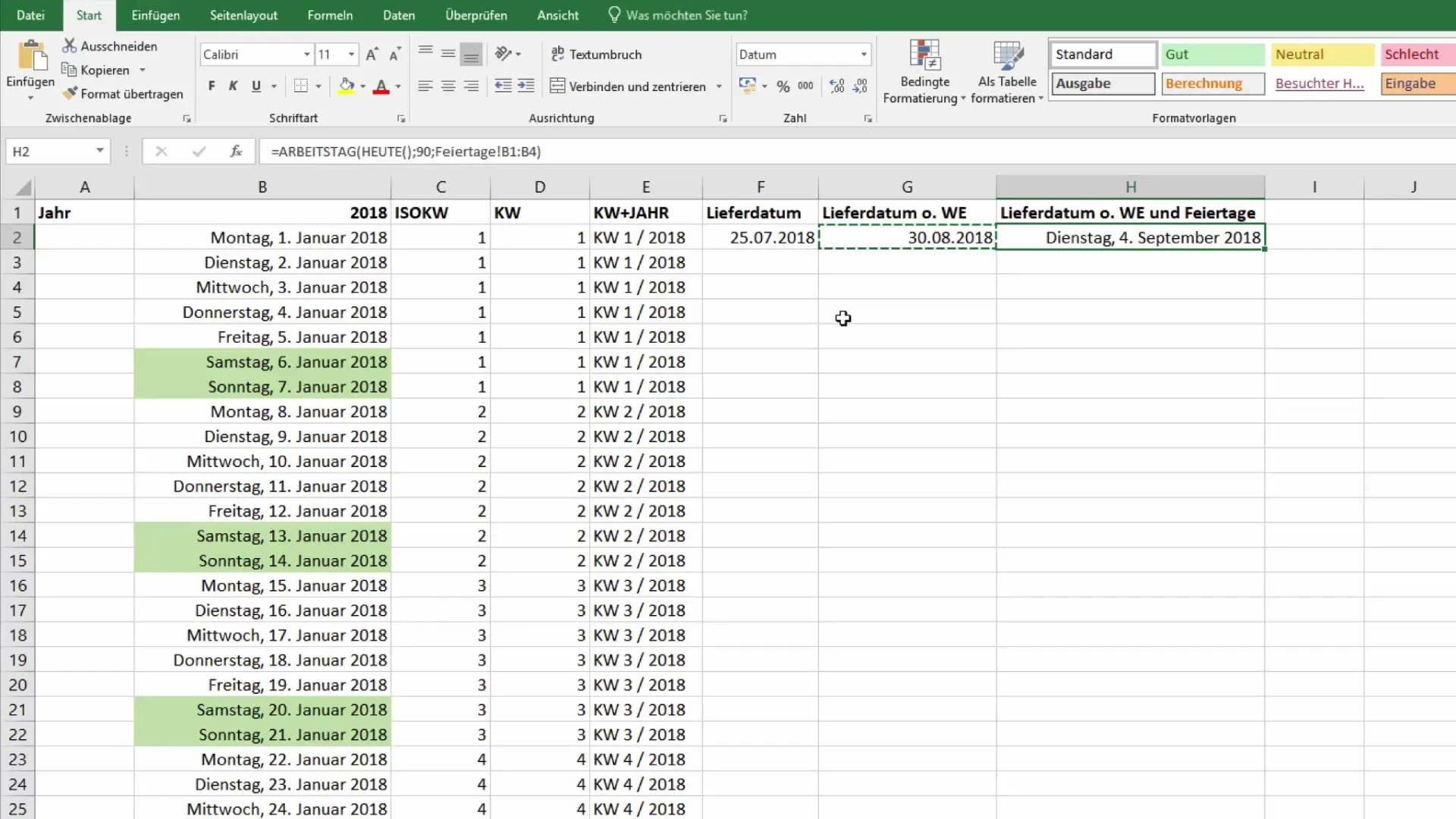 Excel-Kalenderfunktion: Zukünftiges Datum effektiv berechnen