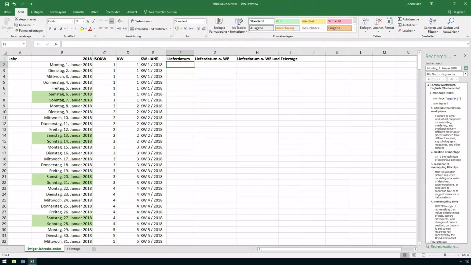 Excel-Kalenderfunktion: Zukünftiges Datum effektiv berechnen