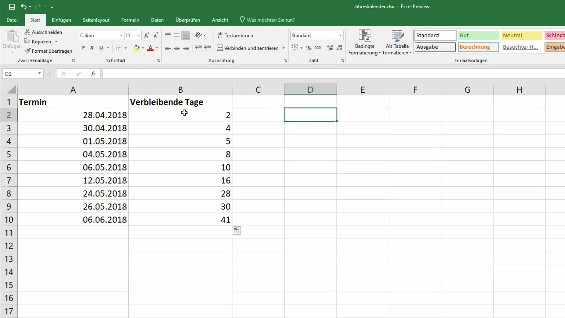 Termine farblich kennzeichnen in Excel für mehr Übersichtlichkeit