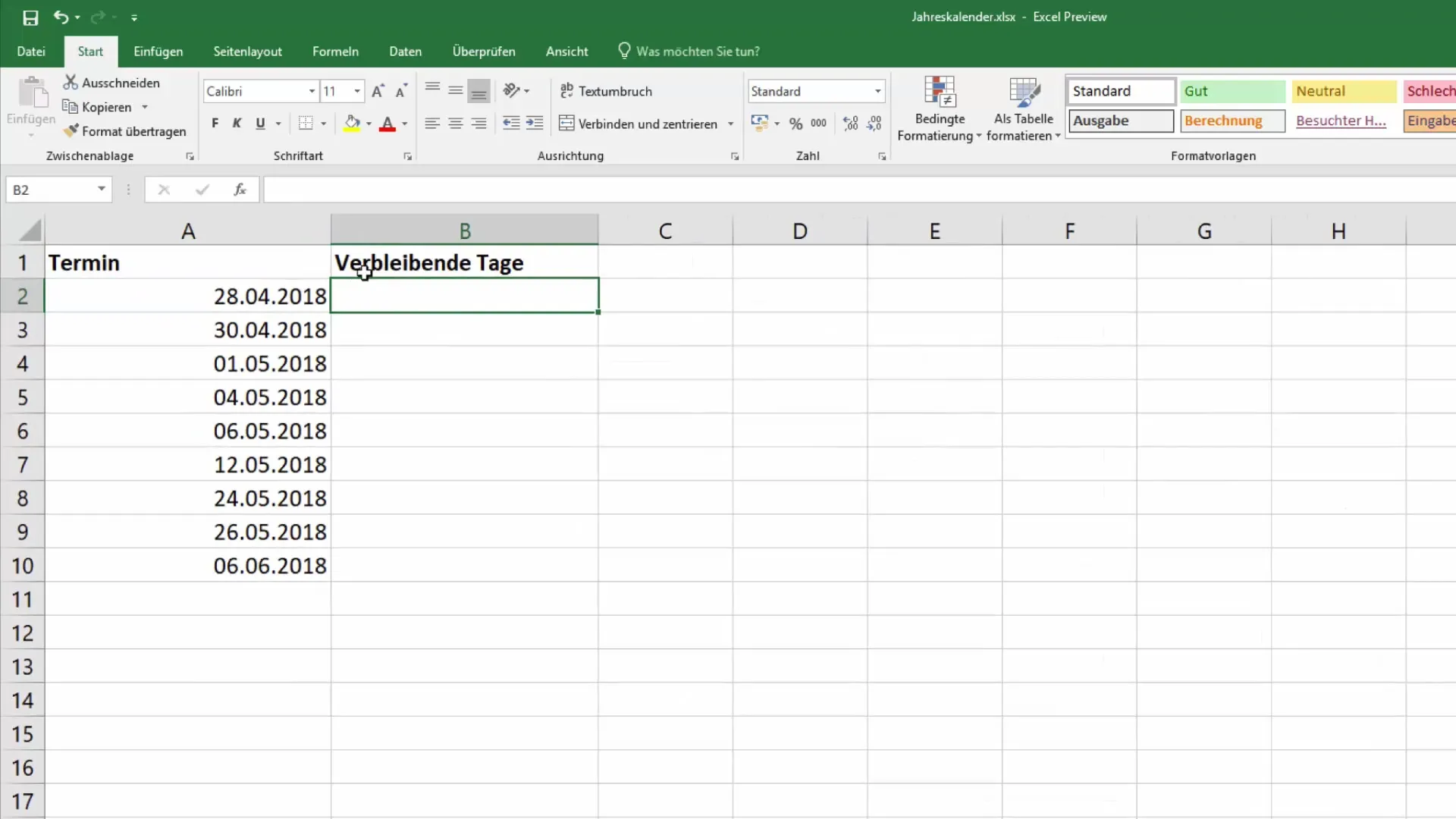 Termine farblich kennzeichnen in Excel für mehr Übersichtlichkeit