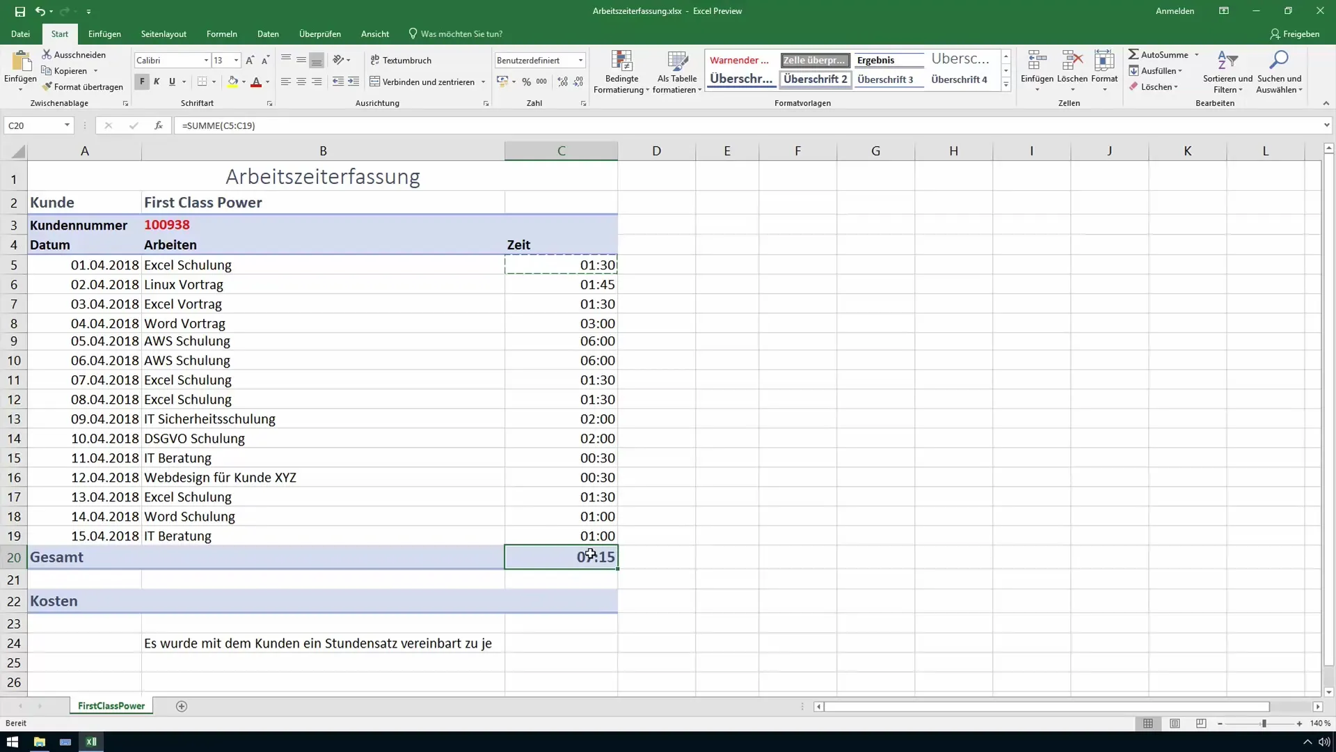 Registro de horas laborales en Excel - Sumar correctamente las horas
