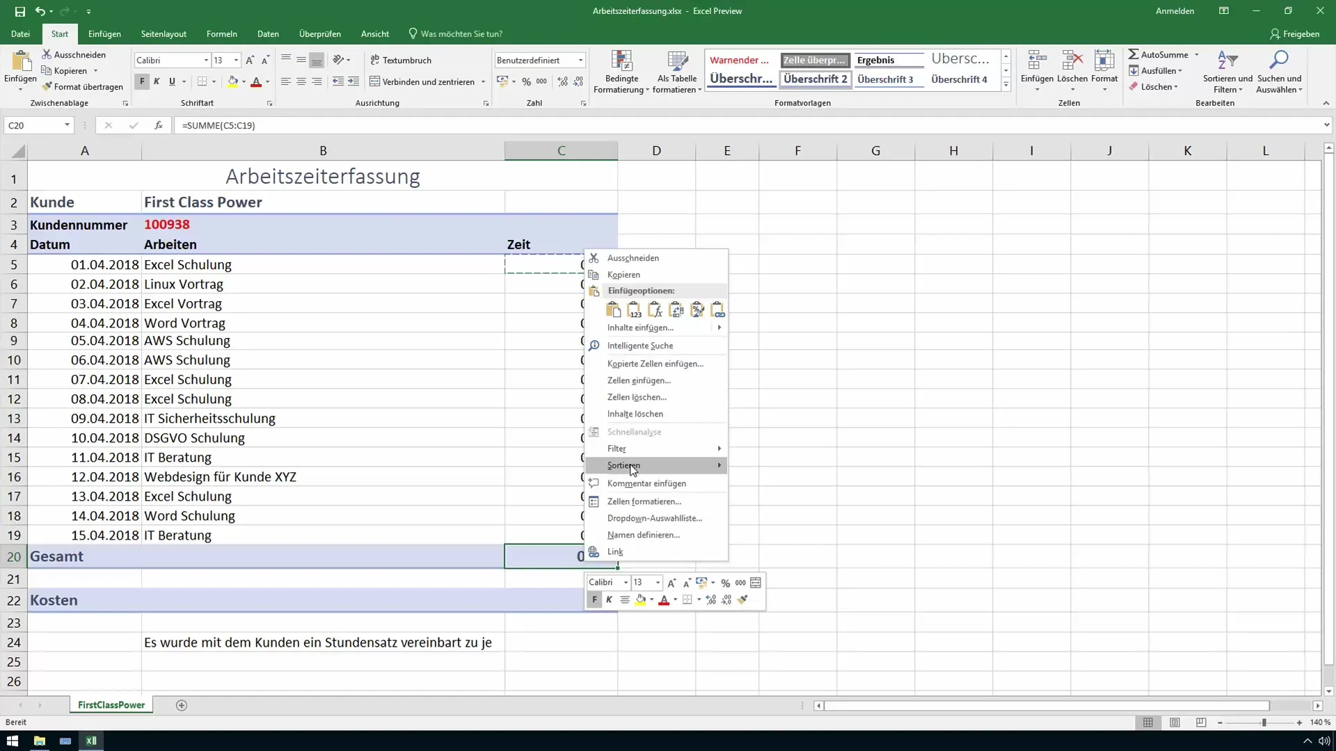 Registro de horas laborales en Excel - Sumar horas correctamente