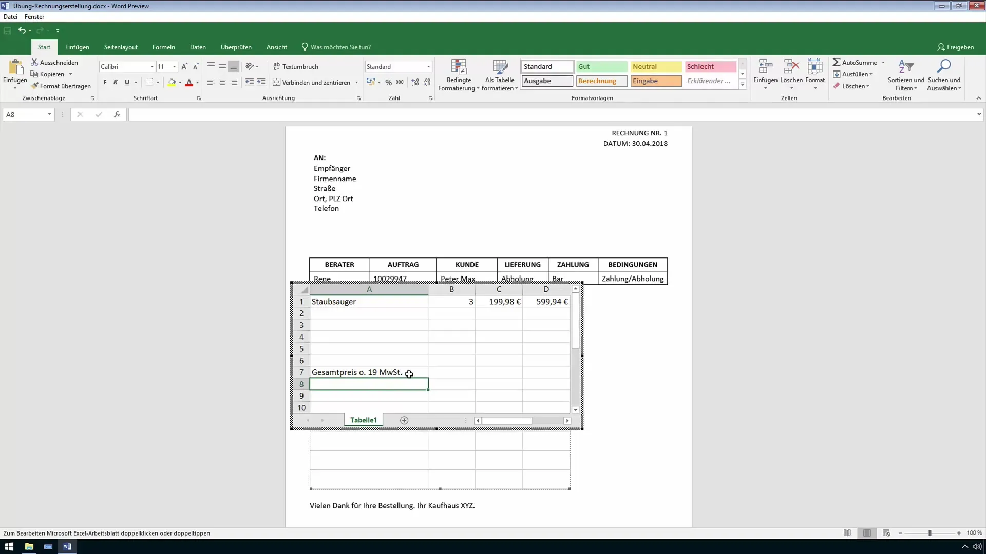 Excel-tabellen efficiënt in Word-documenten invoegen