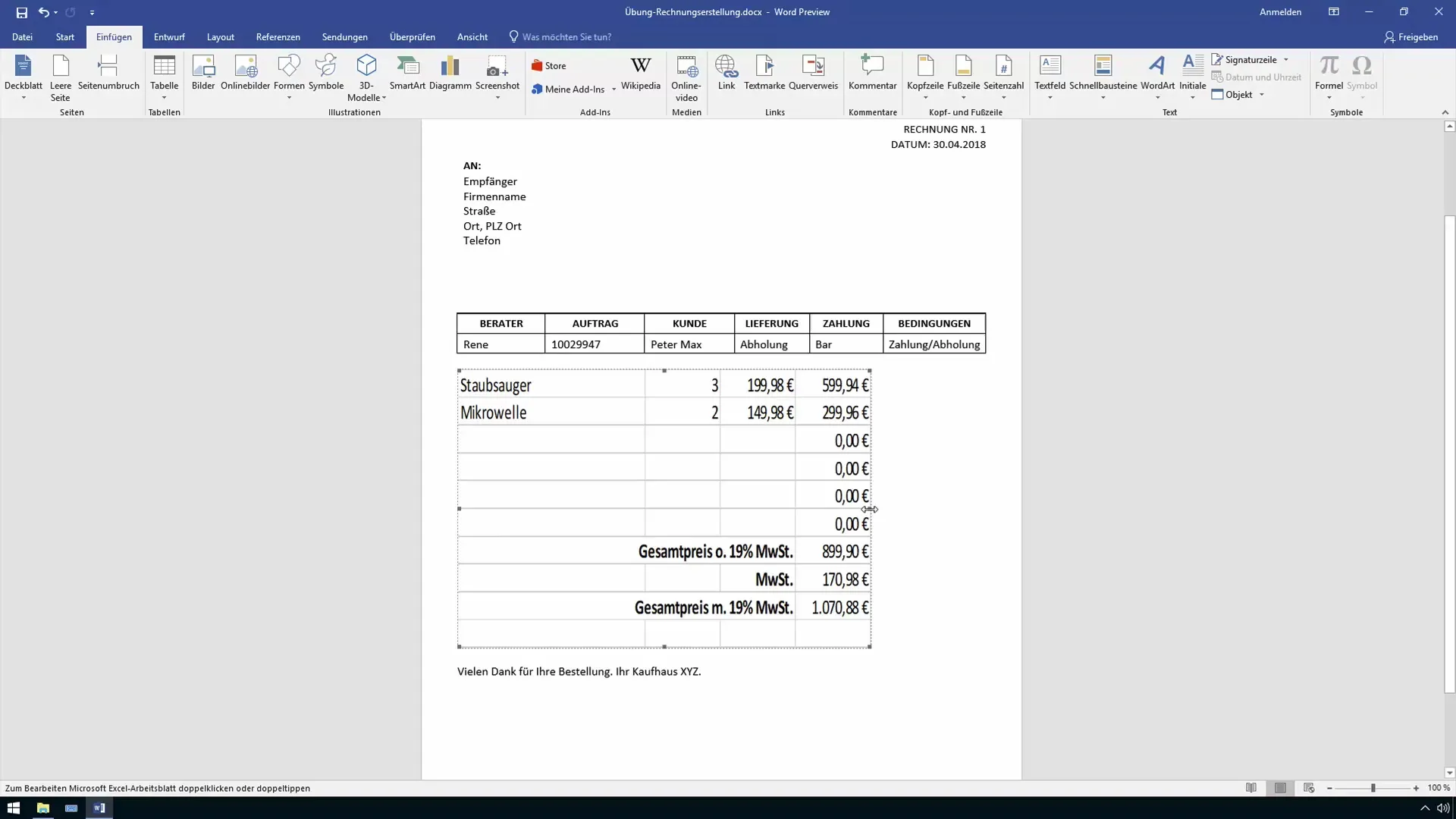 Excel-tabellen effectief integreren in Word-documenten
