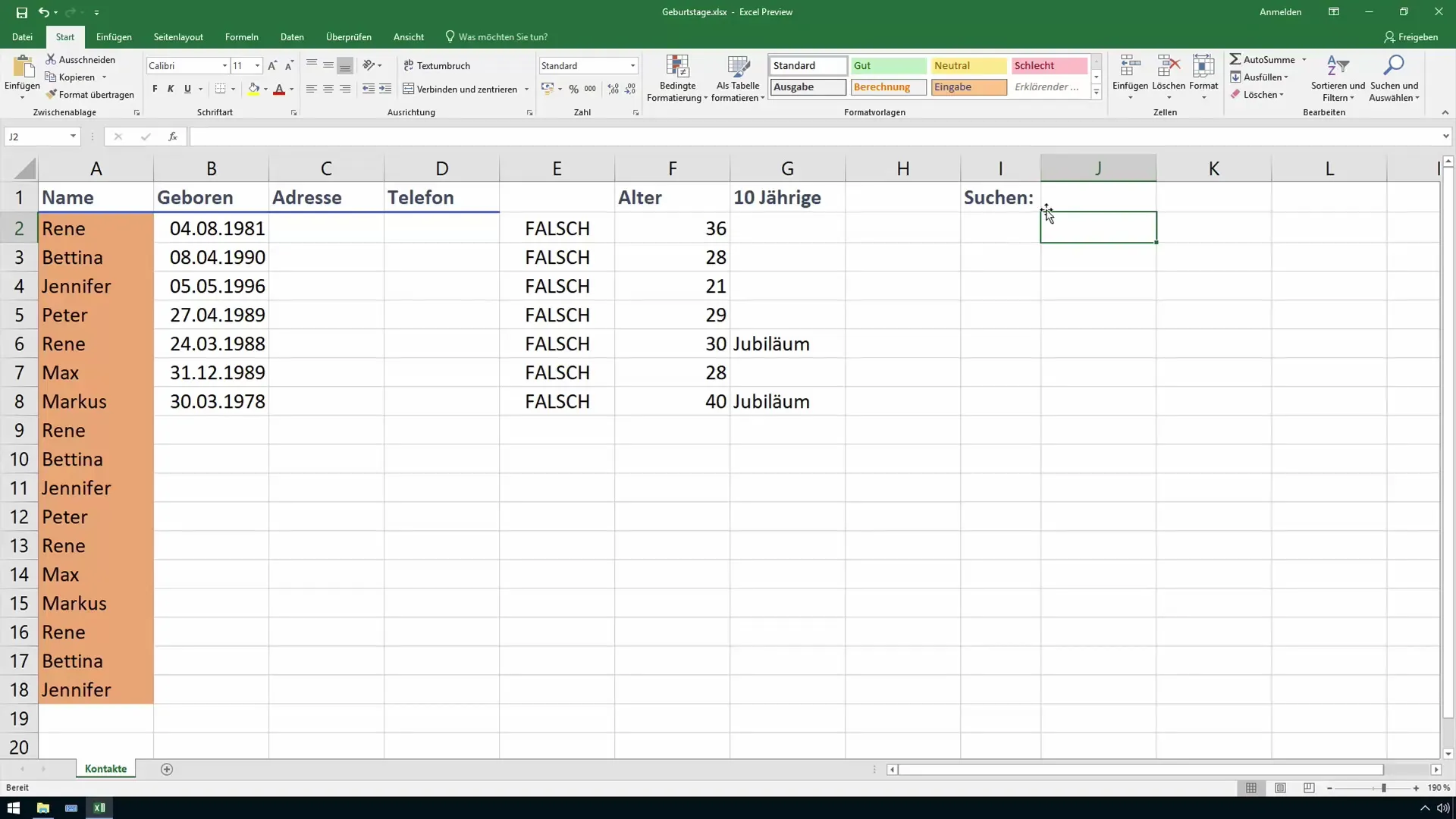 Interazione in Excel: utilizzare in modo efficiente il campo di ricerca