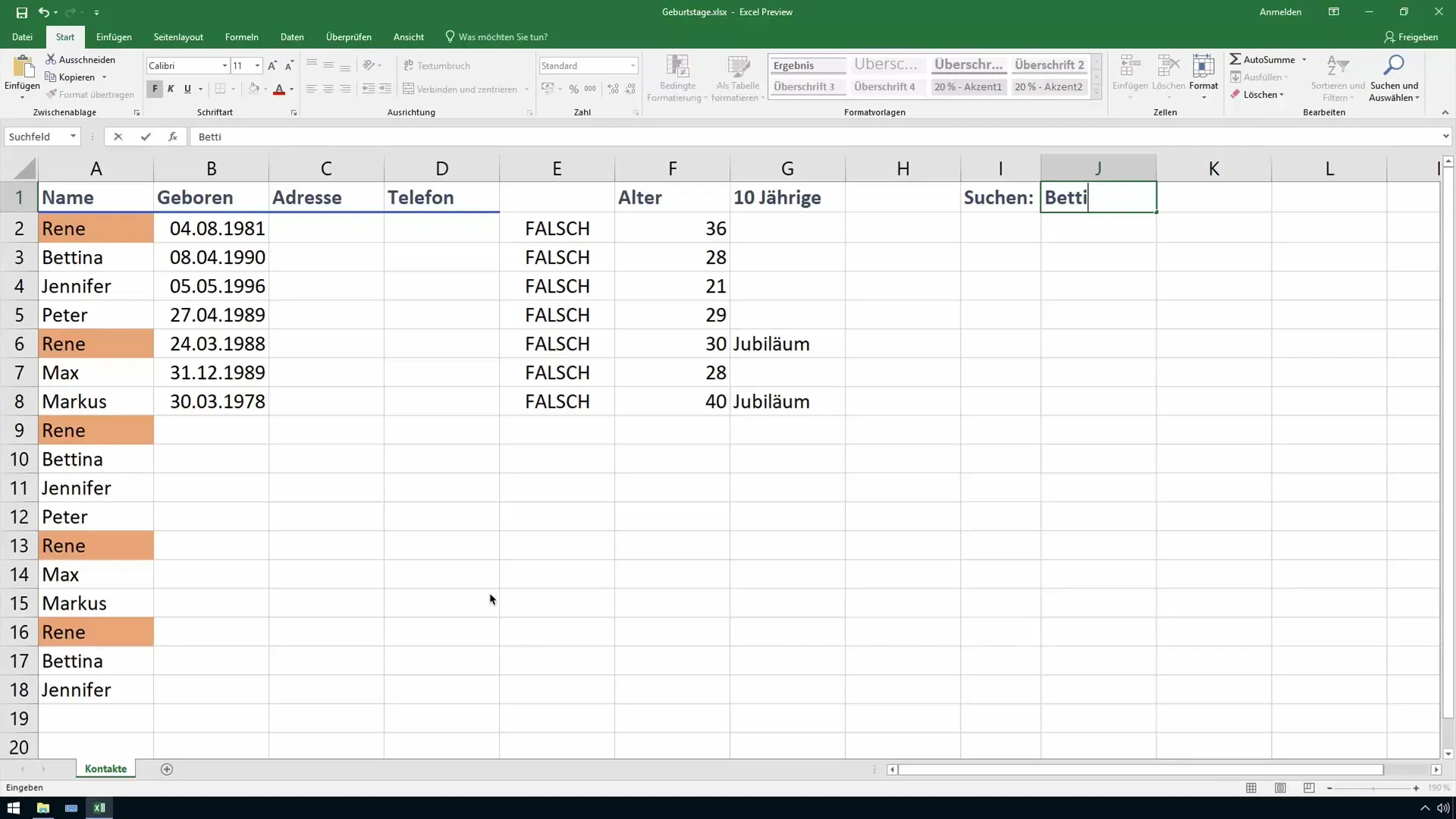 Interazione in Excel: utilizzare in modo efficiente il campo di ricerca