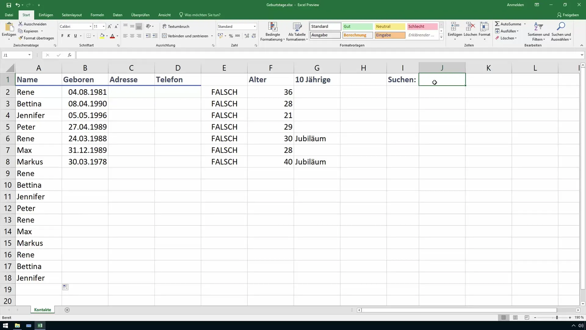 Interazione in Excel: utilizzare in modo efficiente il campo di ricerca