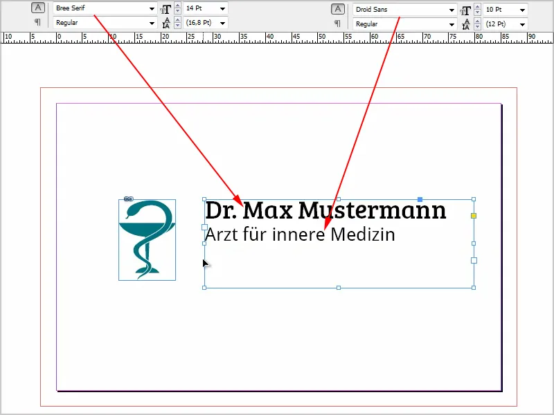 Membuat kartu nama di Adobe InDesign - Gaya klasik: Desain dokter