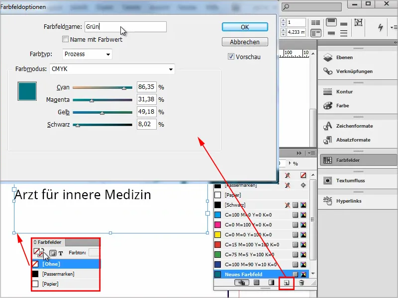 Membuat kartu nama di Adobe InDesign - Gaya klasik: Desain dokter