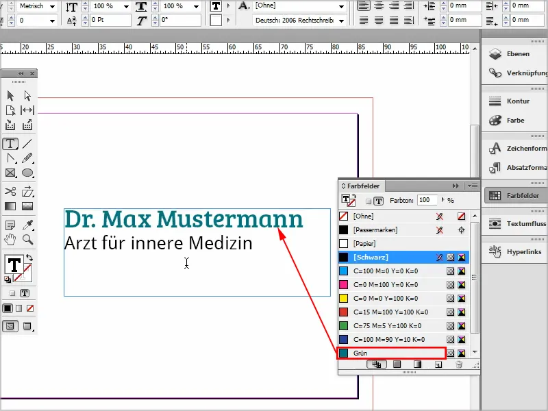 Membuat kartu nama di Adobe InDesign - Gaya klasik: Desain dokter