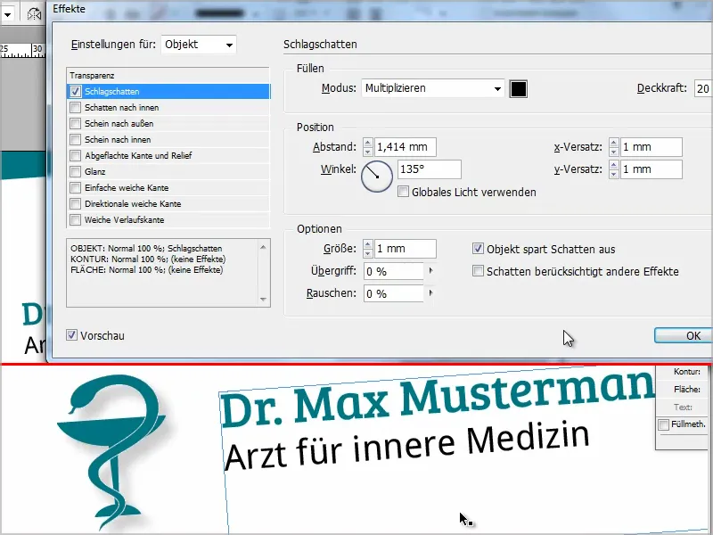 Visitenkarten erstellen in Adobe InDesign - Klassischer Stil: Arztdesign