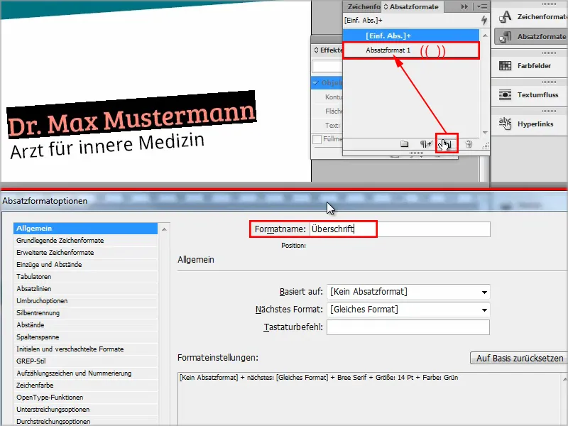 Membuat kartu nama di Adobe InDesign - Gaya klasik: Desain dokter