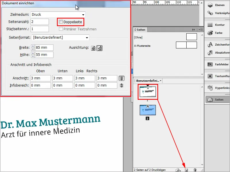 Creare biglietti da visita in Adobe InDesign - Stile classico: design per medici