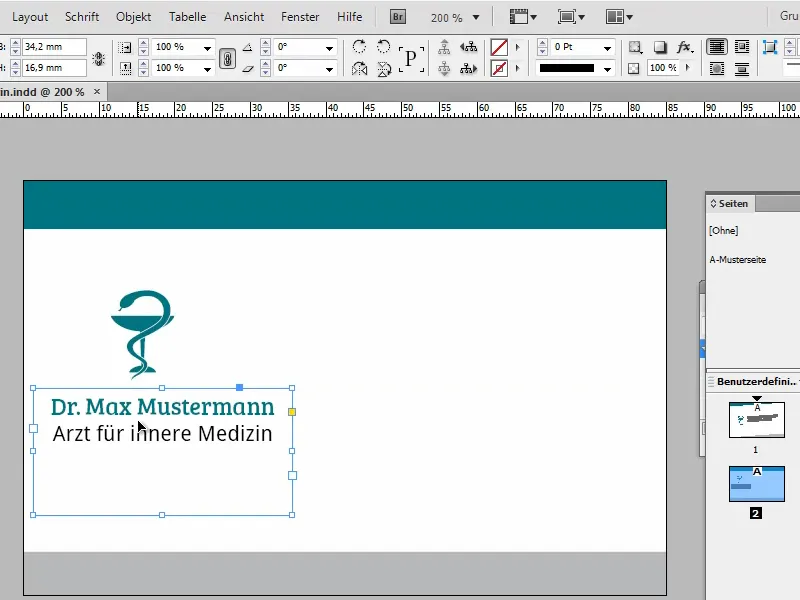 Membuat kartu nama di Adobe InDesign - Gaya klasik: Desain dokter