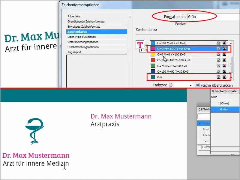 Membuat kartu nama di Adobe InDesign - Gaya klasik: Desain dokter