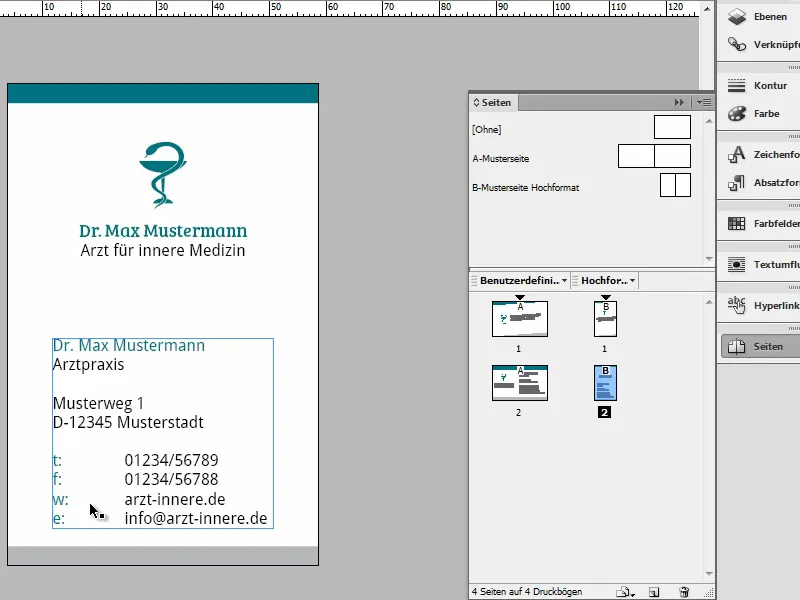 Membuat kartu nama di Adobe InDesign - Gaya klasik: Desain dokter