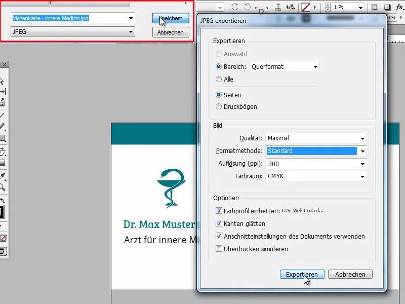 Membuat kartu nama di Adobe InDesign - Gaya klasik: desain dokter