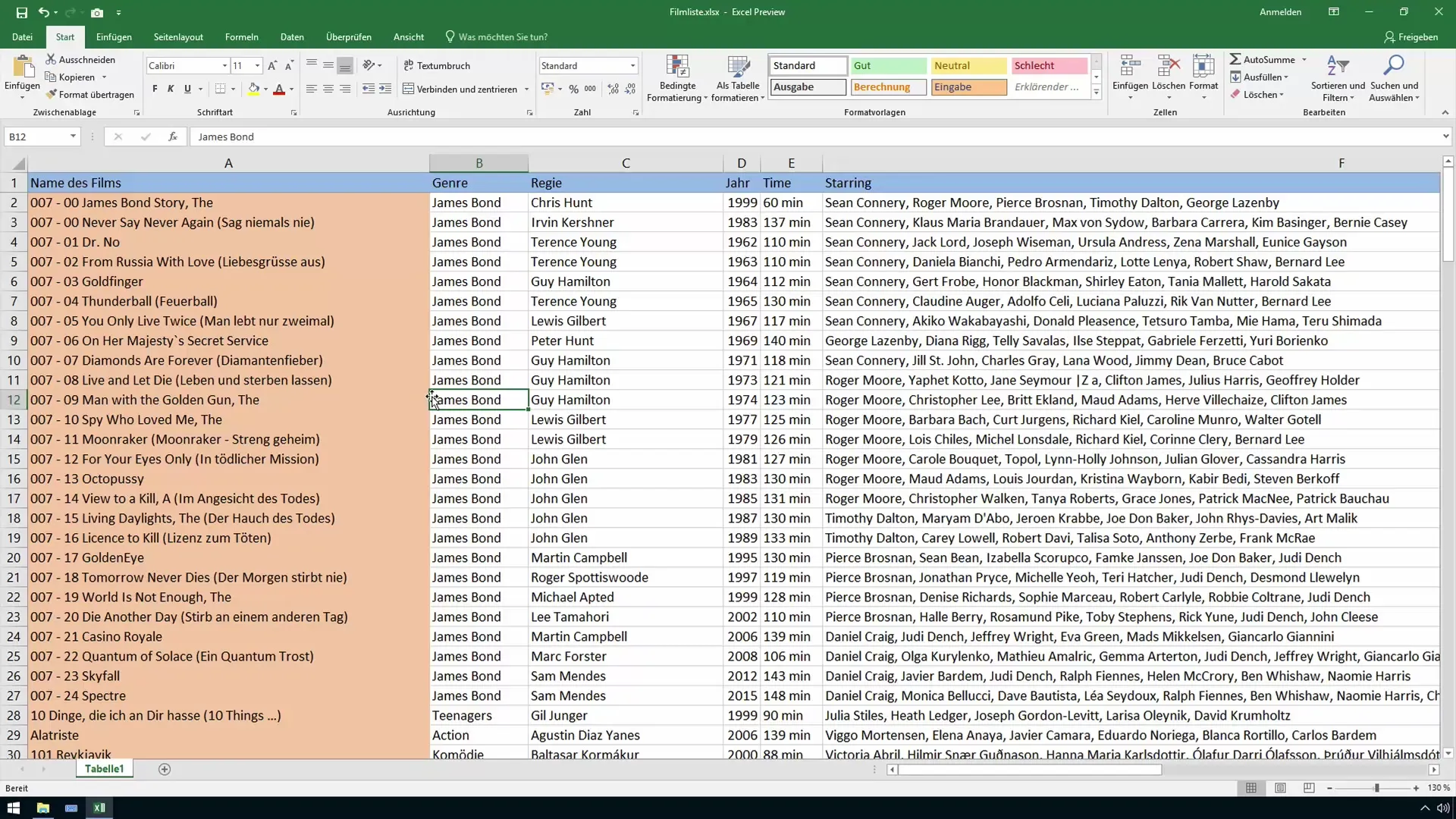 Nascondere righe e colonne in Excel in modo efficiente