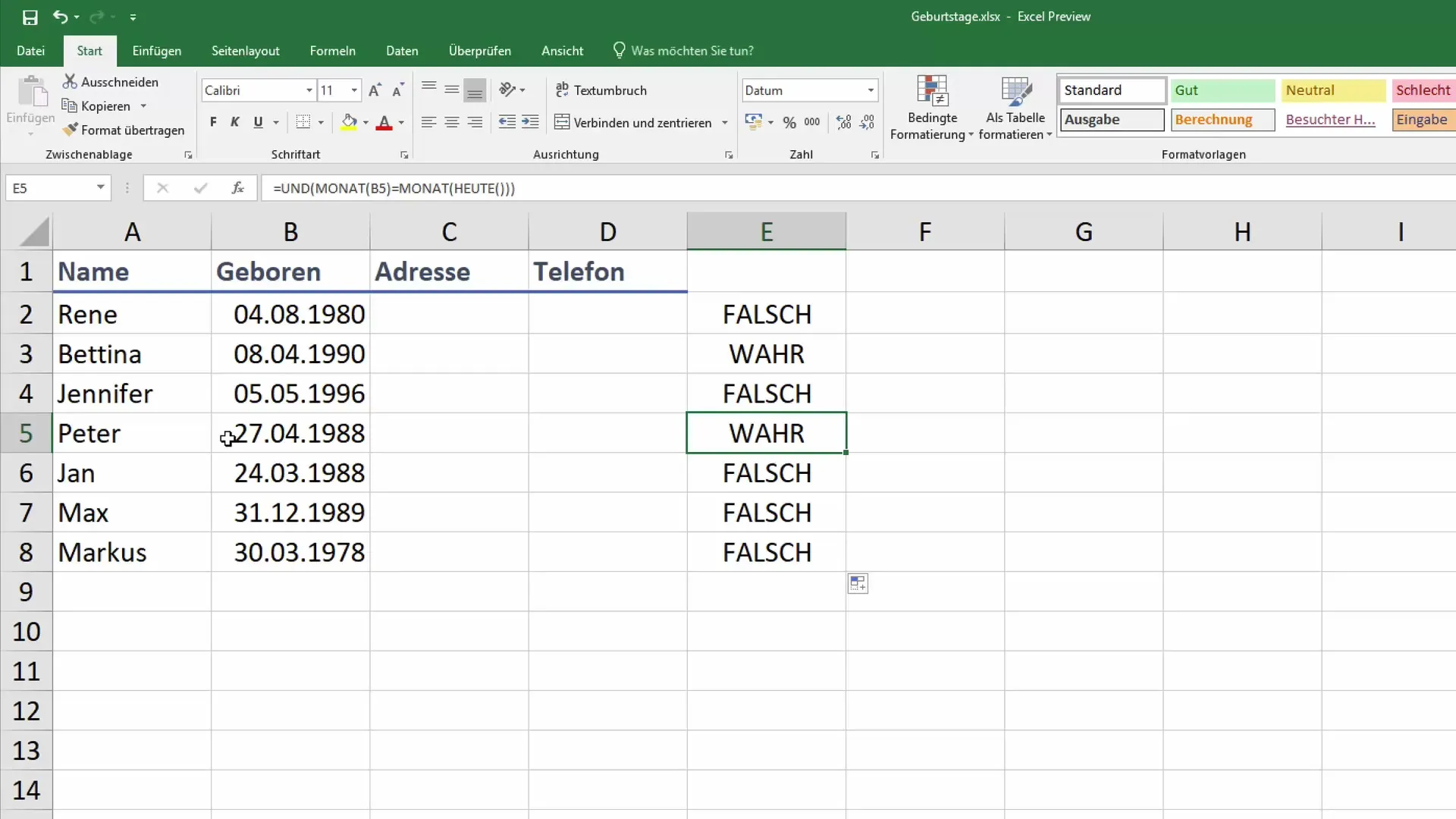 Membuat daftar ulang tahun otomatis di Excel Buat daftar ulang tahun otomatis di Excel