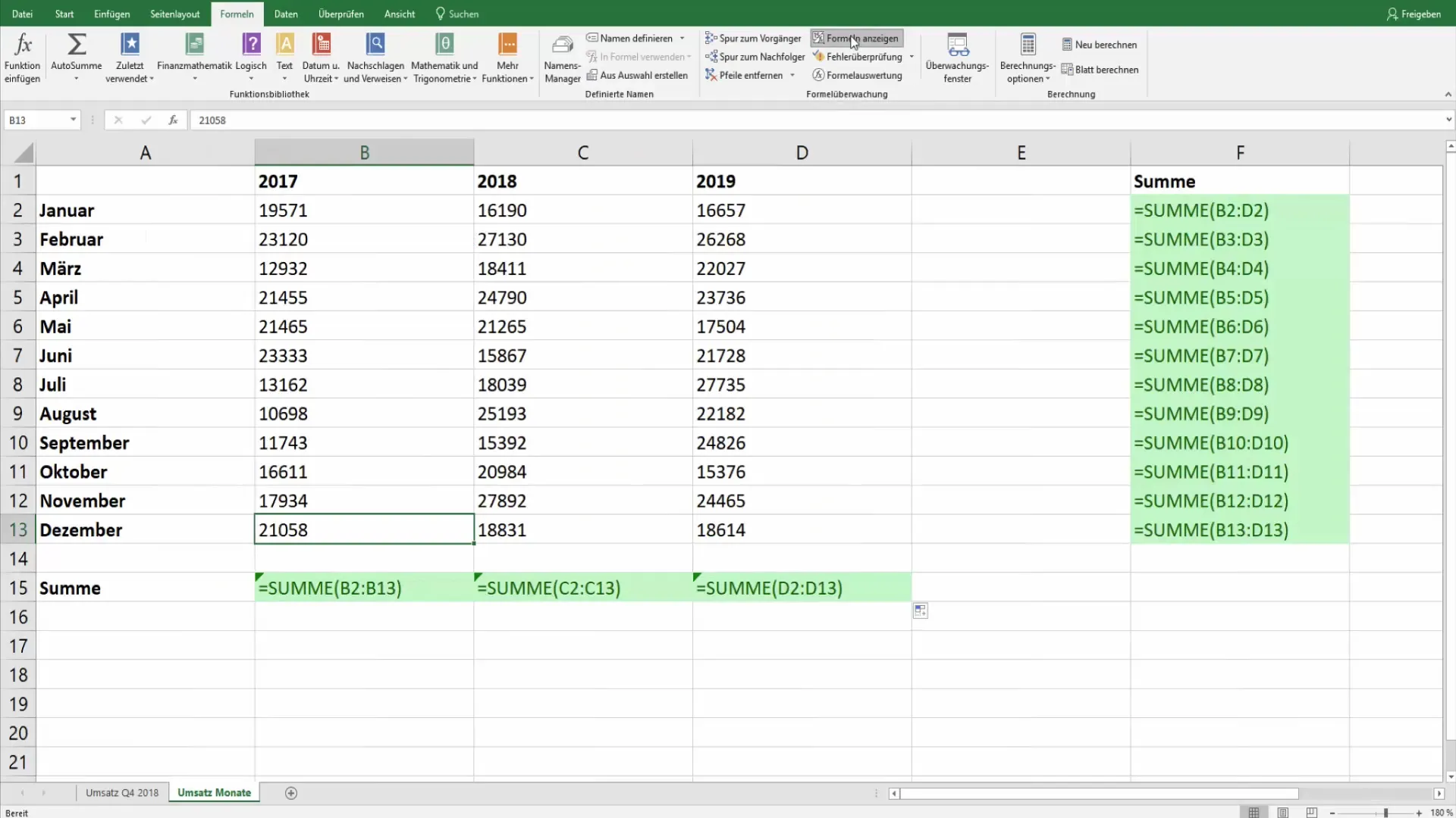 Mostrare e evidenziare formule in Excel
