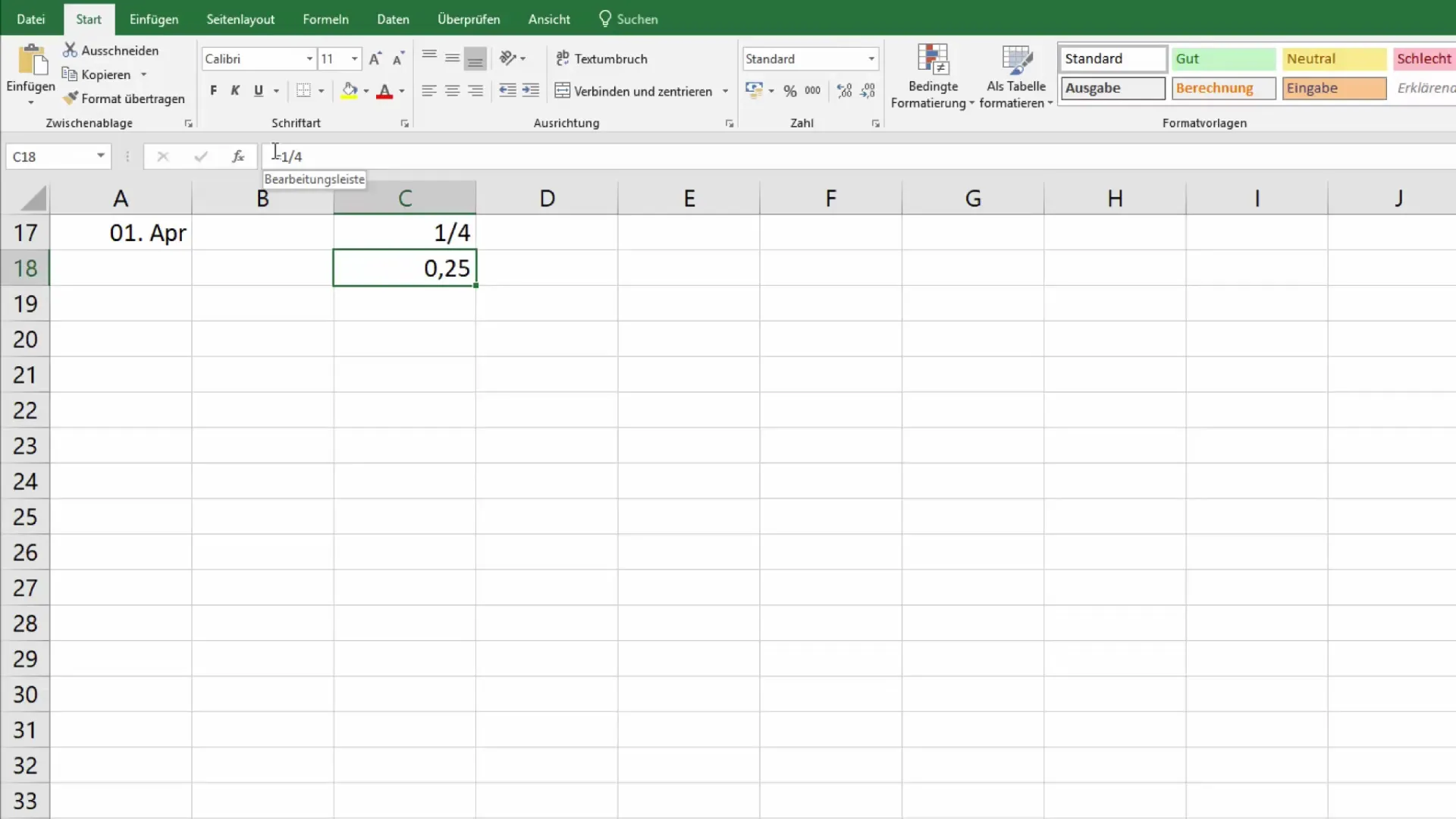Mostrar y calcular fracciones correctamente en Excel