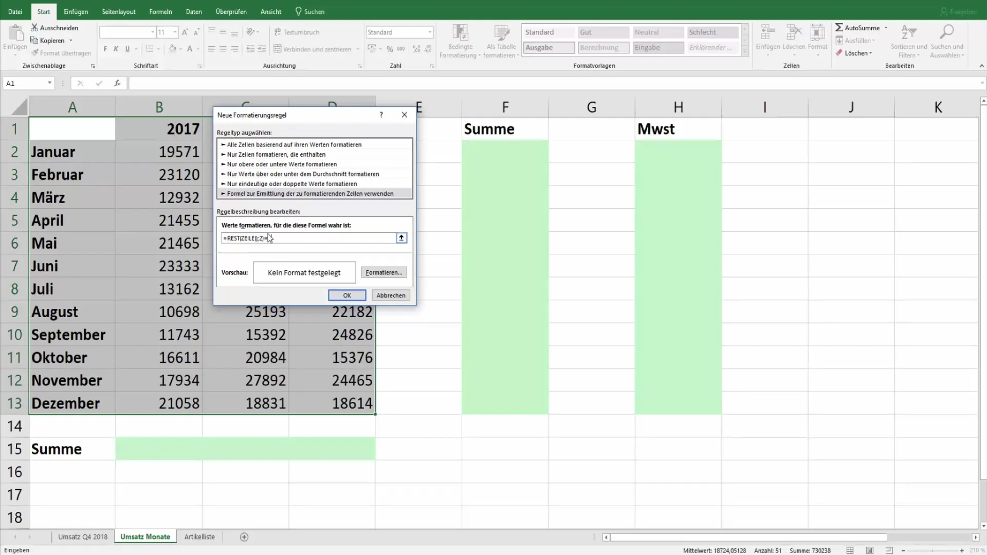 Excel: Cómo resaltar cada segunda fila con color