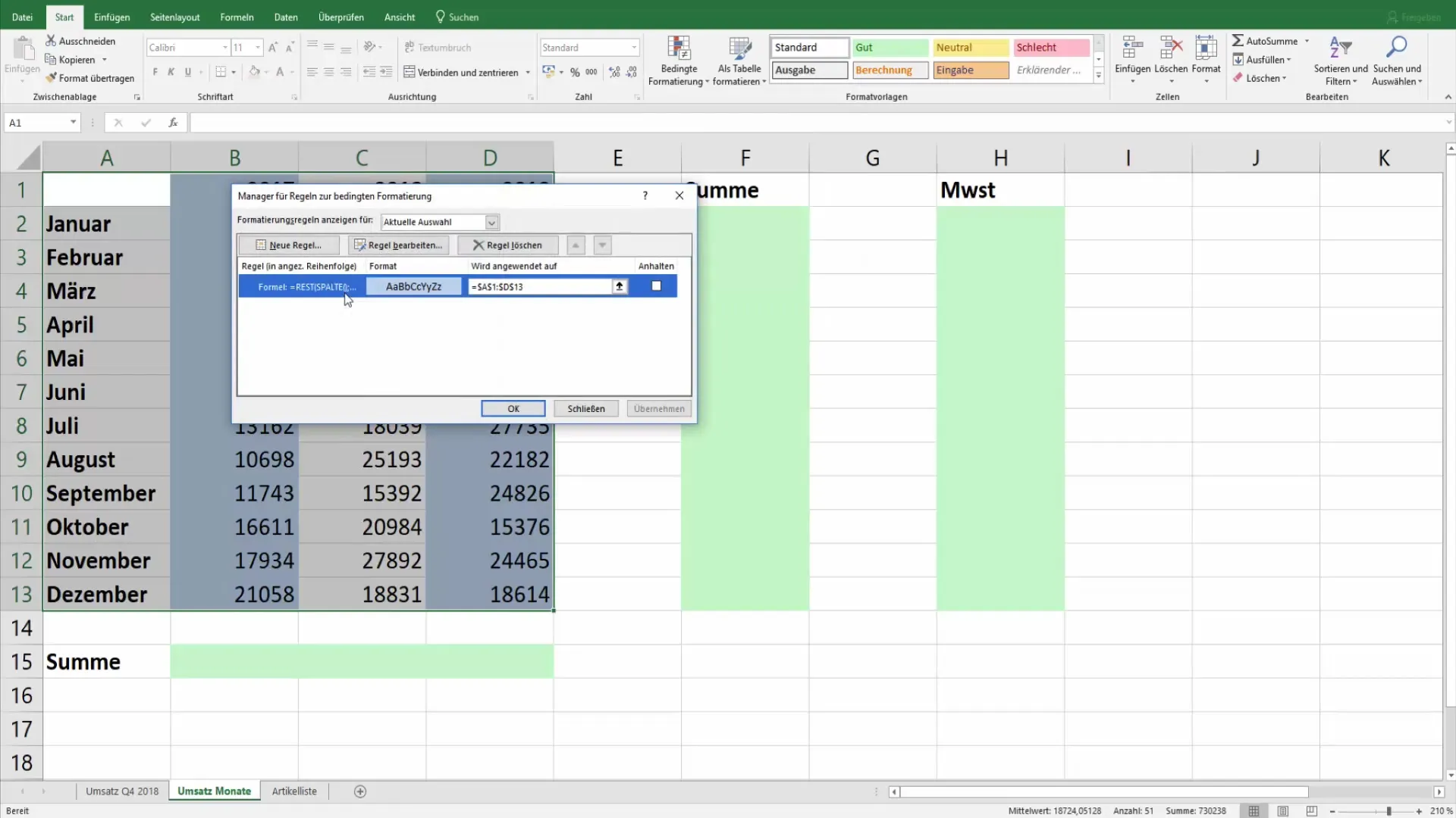 Excel: Cómo resaltar cada segunda fila con color
