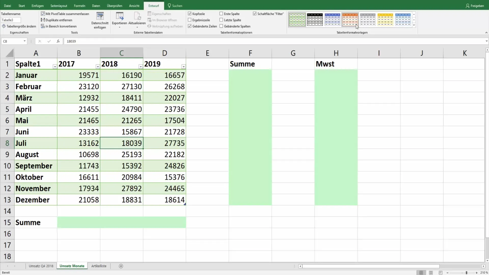 Excel: Cómo resaltar cada segunda fila con color