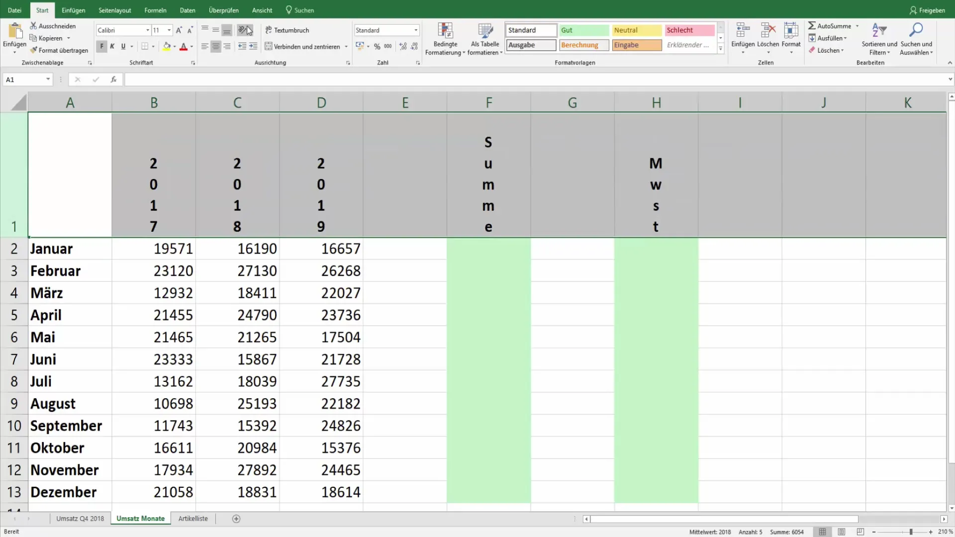 Diseño efectivo de tablas de Excel con encabezados inclinados