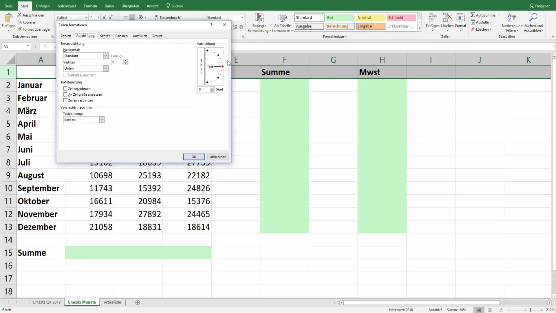 Diseño efectivo de tablas de Excel con encabezados inclinados
