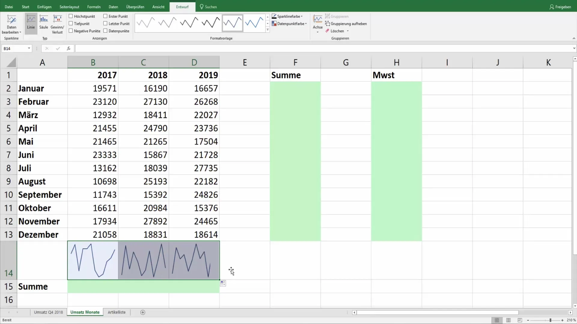 Sparklines in Excel: Așa prezinți datele într-un mod vizual