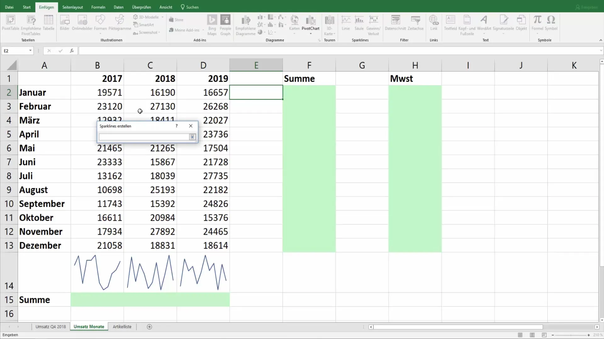 Sparklines în Excel: Așa îți prezinți datele într-un mod clar
