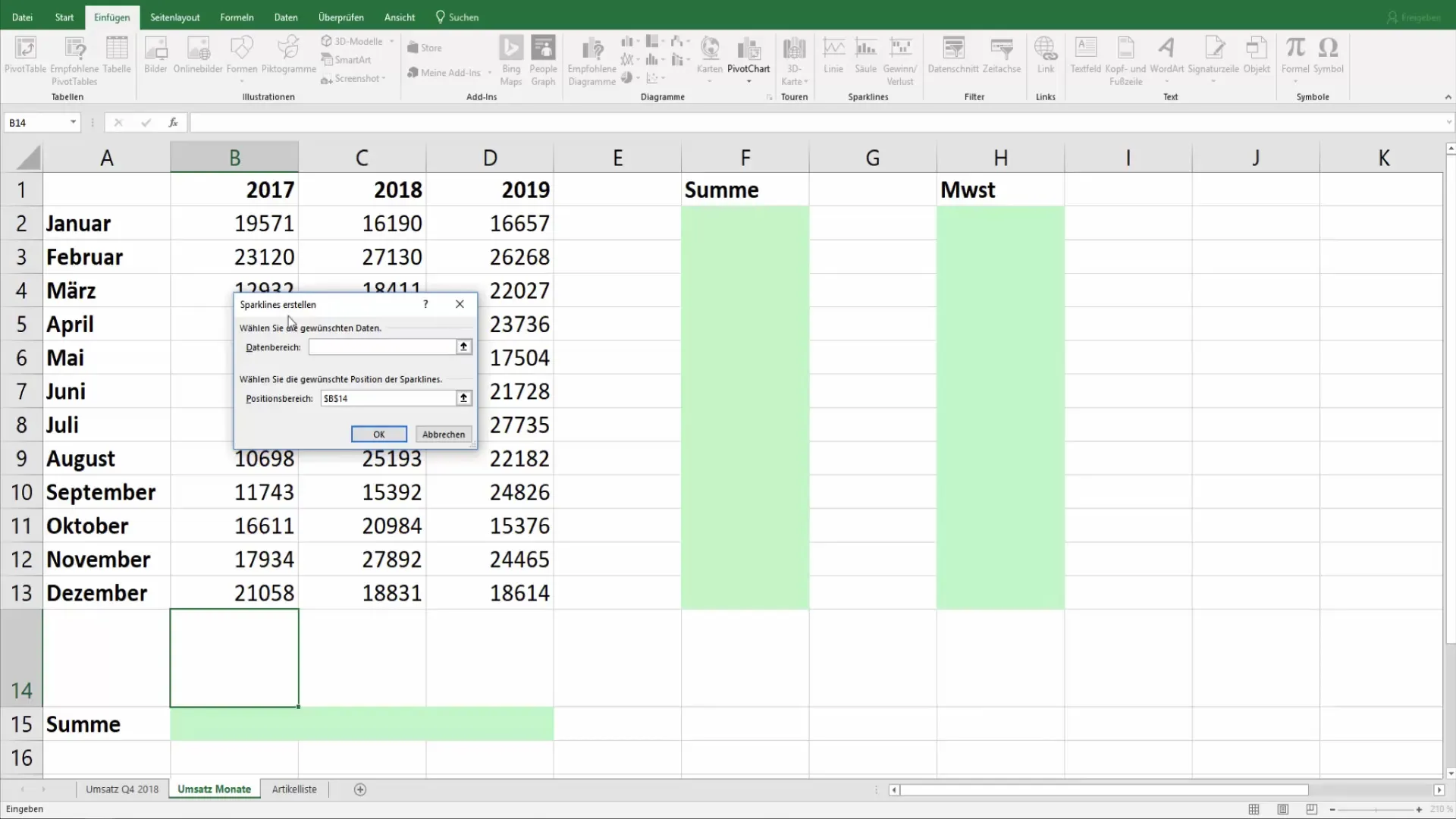 Sparklines în Excel: Așa îți prezinți datele în mod vizual