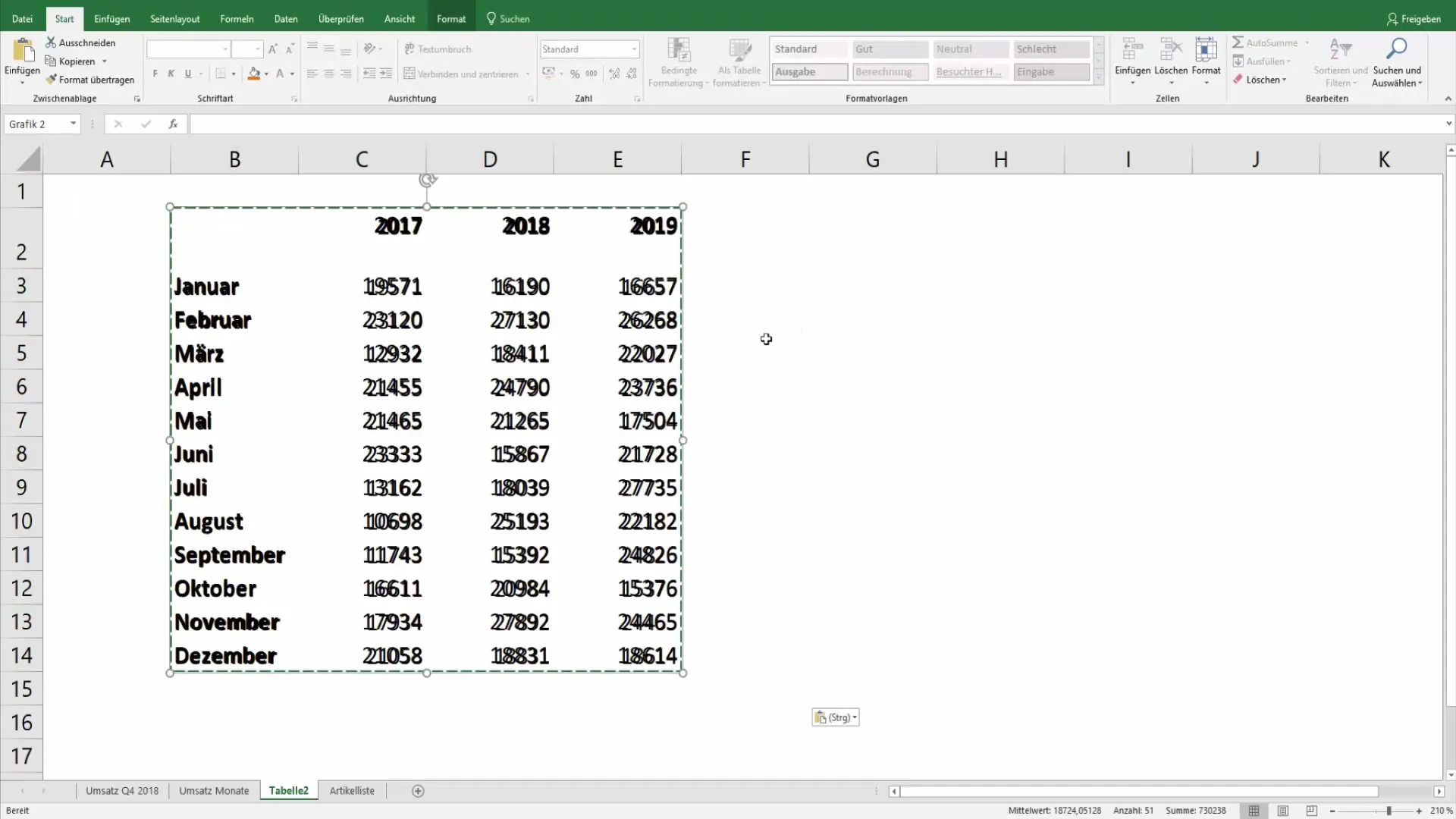 Excel-Tabellen für die Präsentation ansprechend gestalten