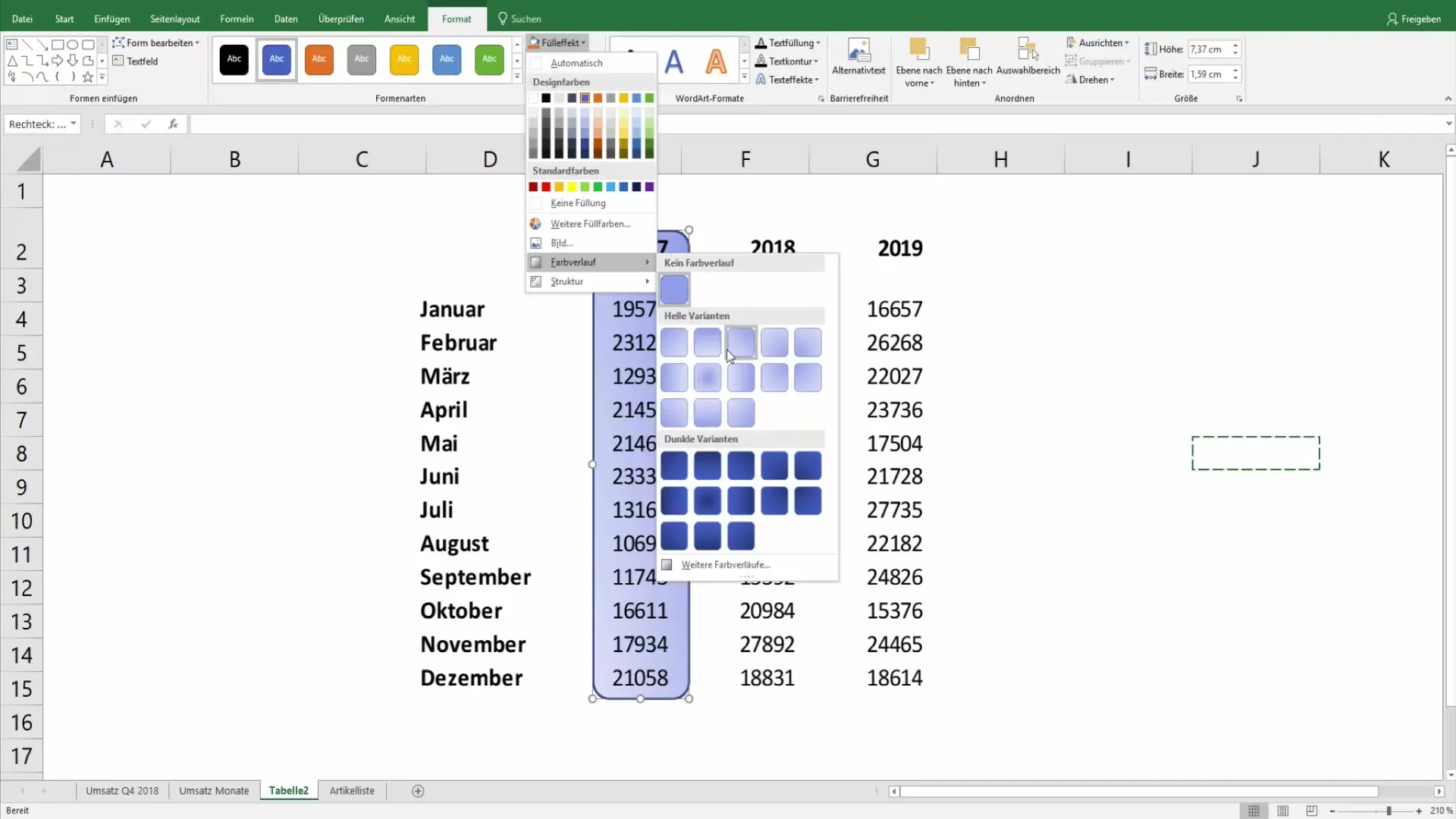 Excel-Tabellen für die Präsentation ansprechend gestalten
