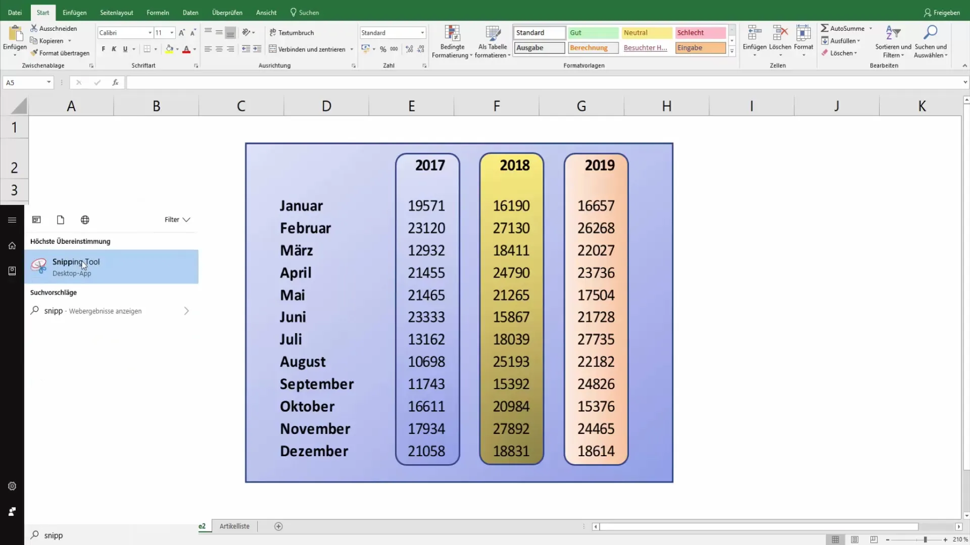 Excel-Tabellen für die Präsentation ansprechend gestalten