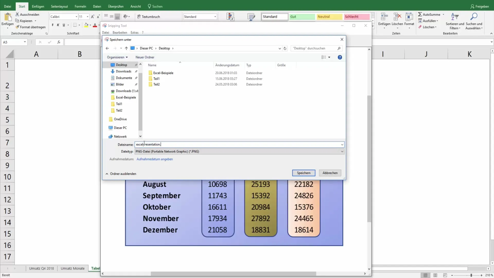 Excel-Tabellen für die Präsentation ansprechend gestalten