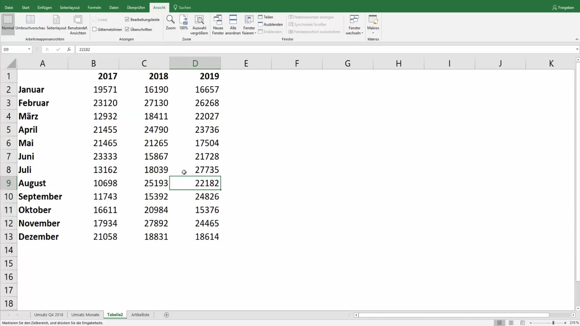 Excel-Tabellen für die Präsentation ansprechend gestalten