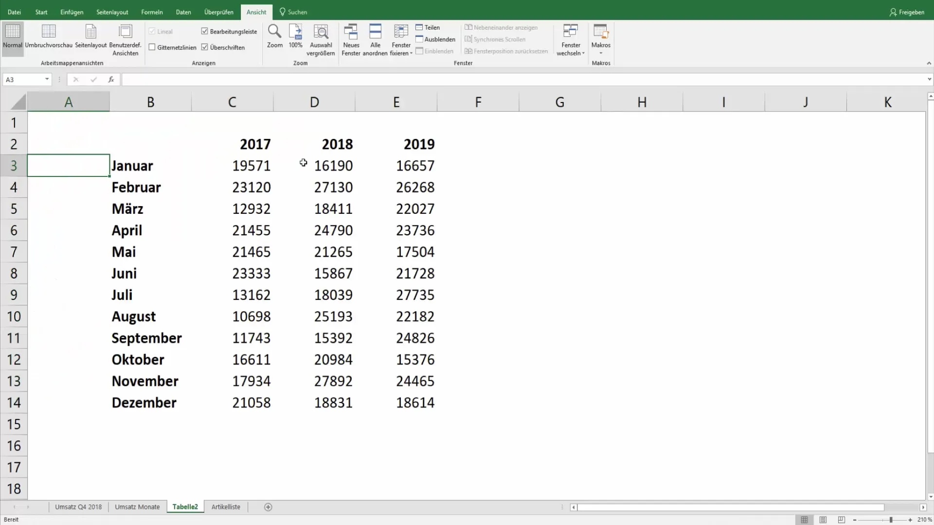 Excel-Tabellen für die Präsentation ansprechend gestalten