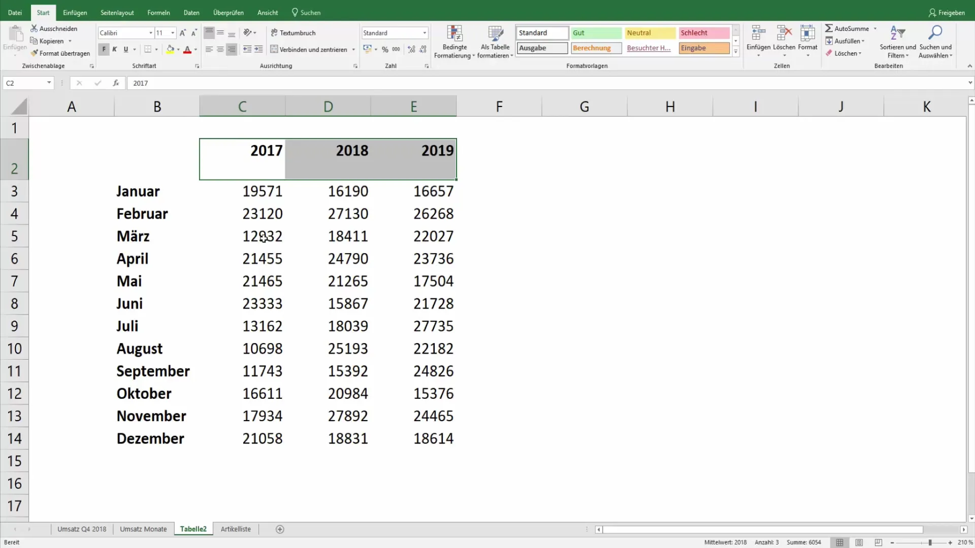 Excel-Tabellen für die Präsentation ansprechend gestalten
