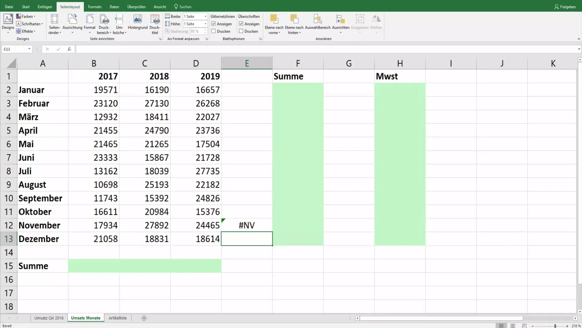 Menyembunyikan nilai error di Excel saat mencetak