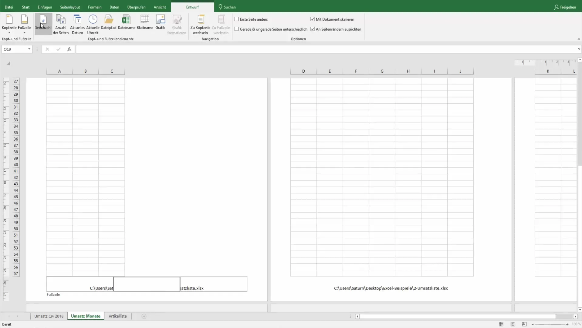 Utilizzo efficace di intestazioni e piè di pagina in Excel